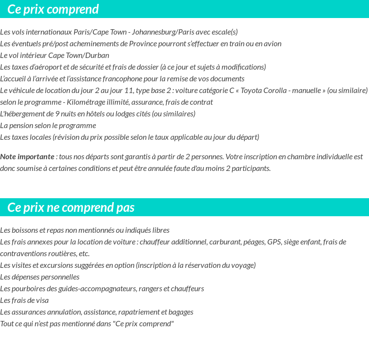 Conditions tarifaires