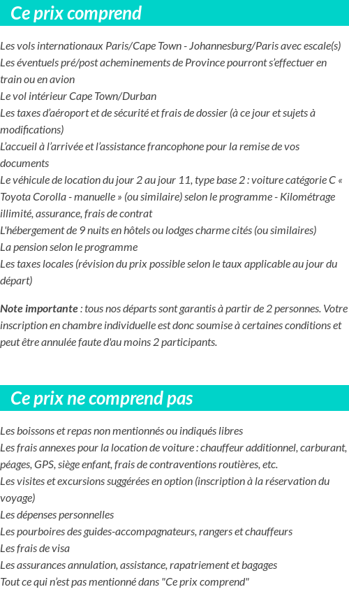 Conditions tarifaires