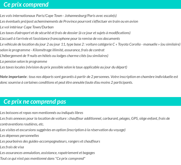 Conditions tarifaires