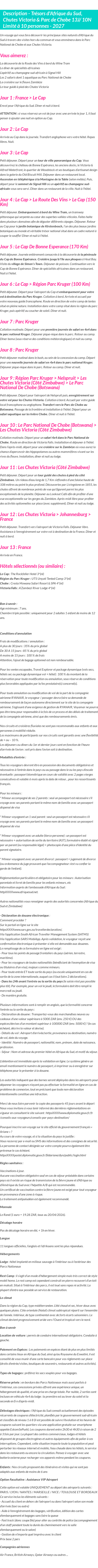 Détails du séjour