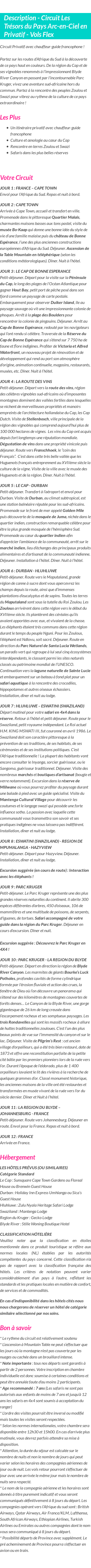 Détails du séjour