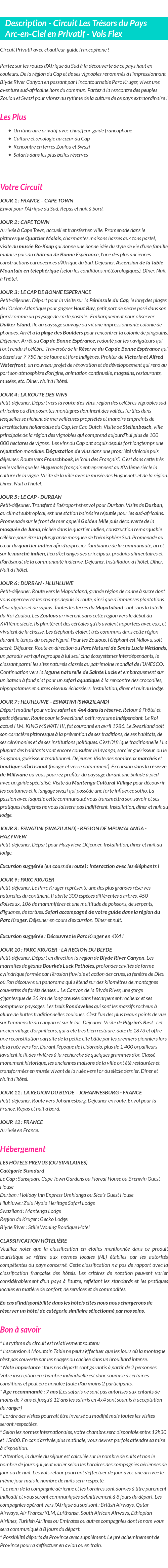 Détails du séjour