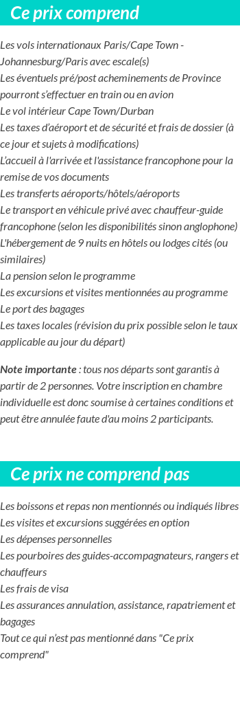 Conditions tarifaires