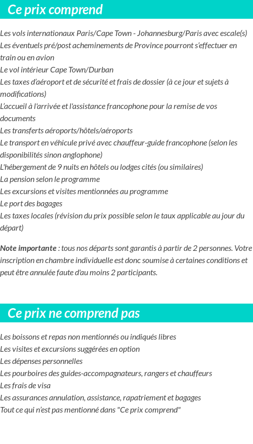 Conditions tarifaires