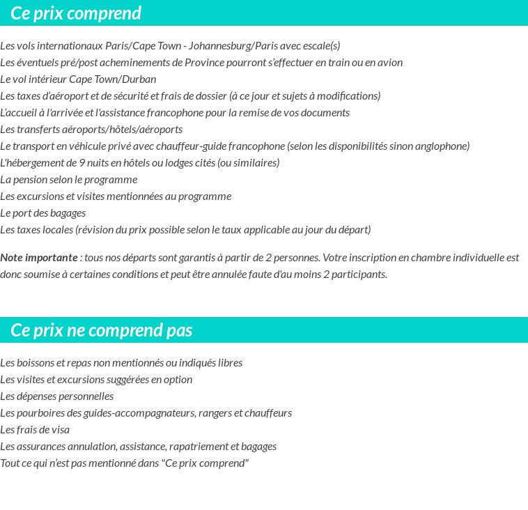 Conditions tarifaires