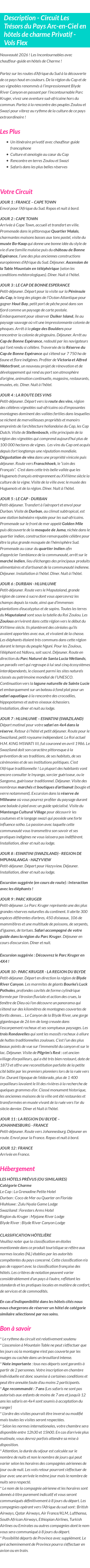 Détails du séjour