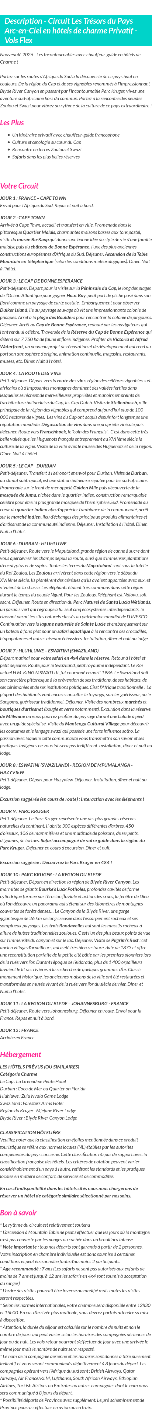 Détails du séjour