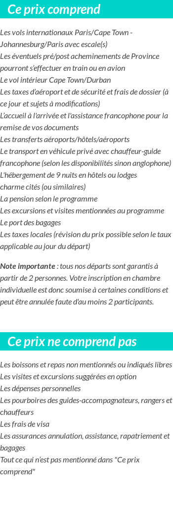 Conditions tarifaires