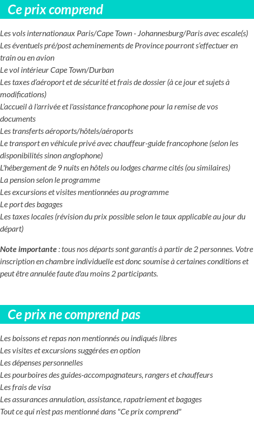 Conditions tarifaires