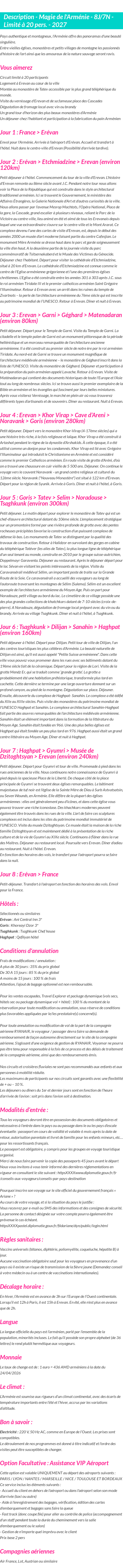 Détails du séjour