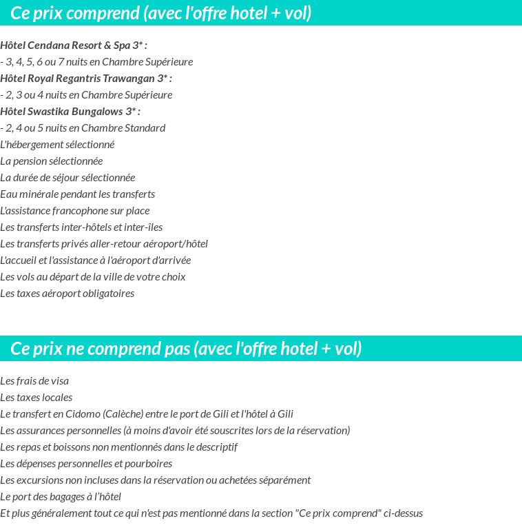 Conditions tarifaires