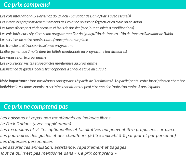 Conditions tarifaires