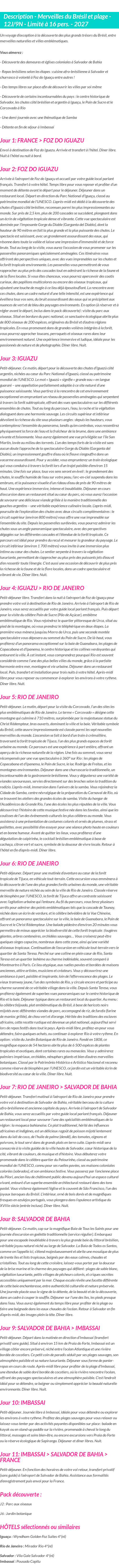 Détails du séjour