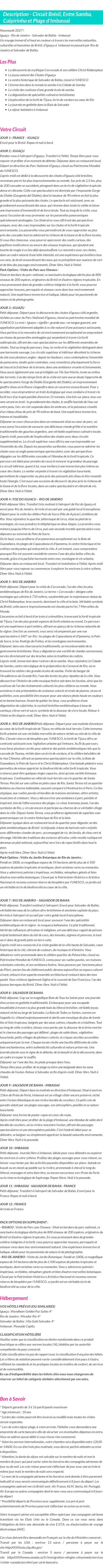 Détails du séjour