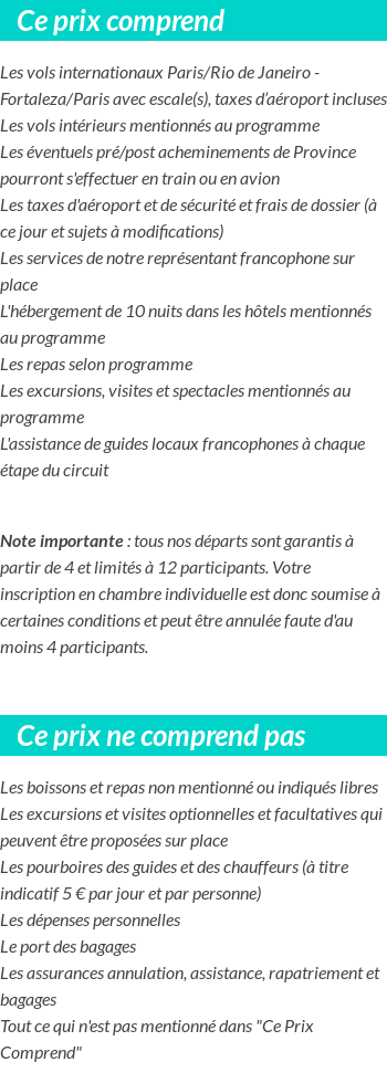 Conditions tarifaires