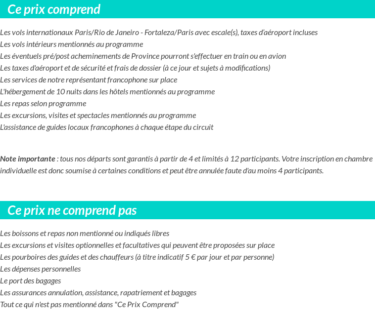 Conditions tarifaires