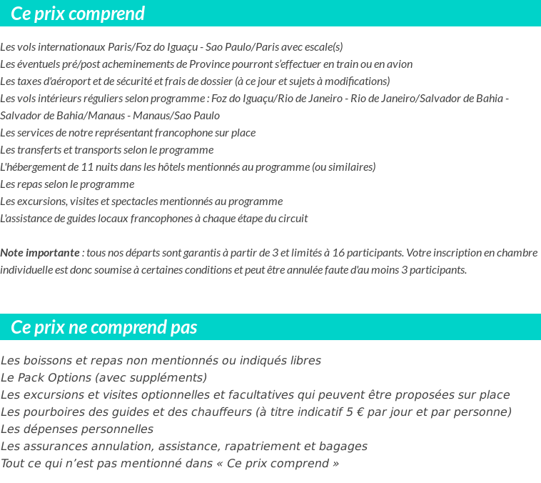 Conditions tarifaires