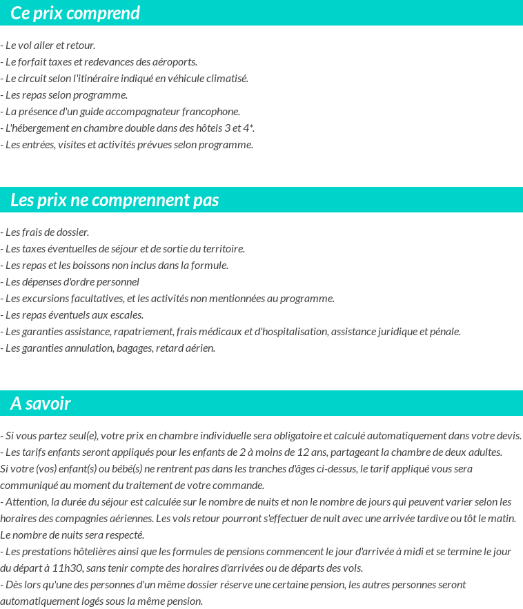 Conditions tarifaires