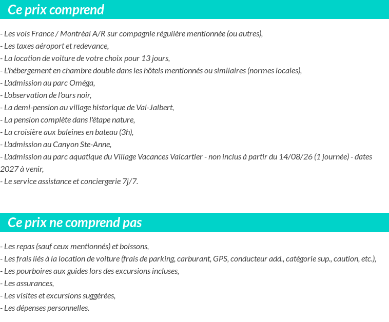 Conditions tarifaires