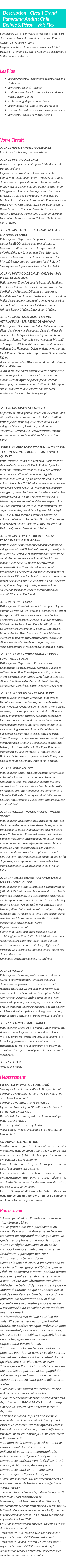 Détails du séjour