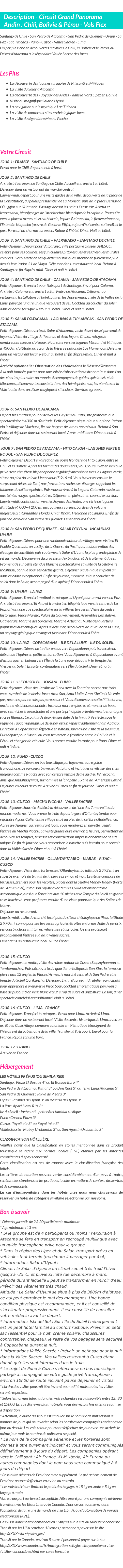Détails du séjour