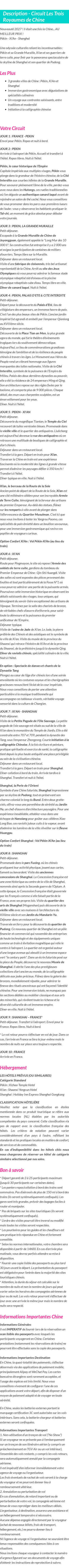 Détails du séjour