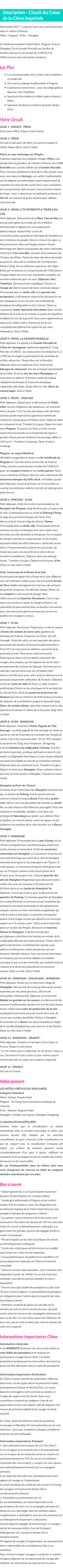 Détails du séjour