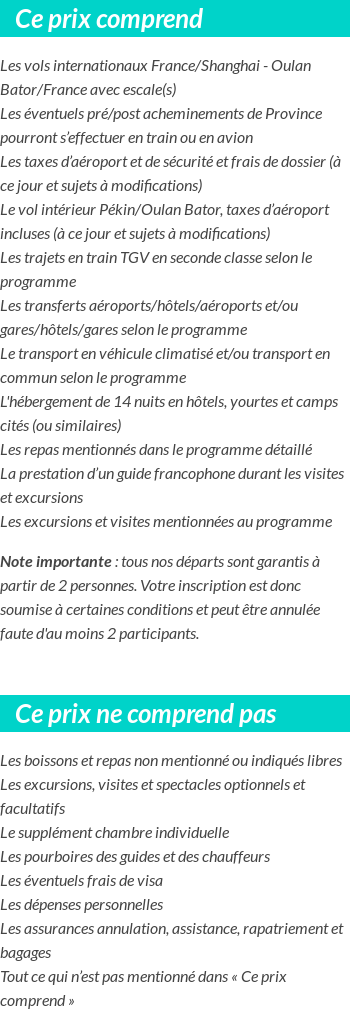 Conditions tarifaires