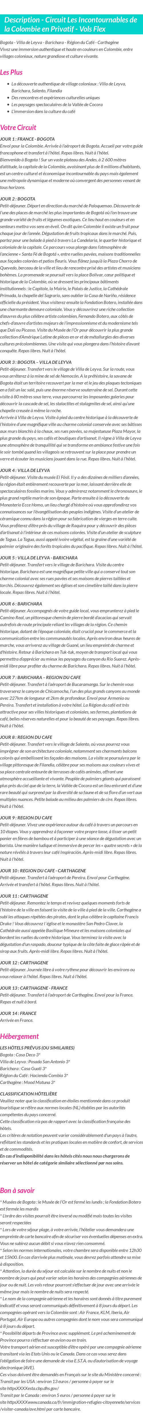 Détails du séjour