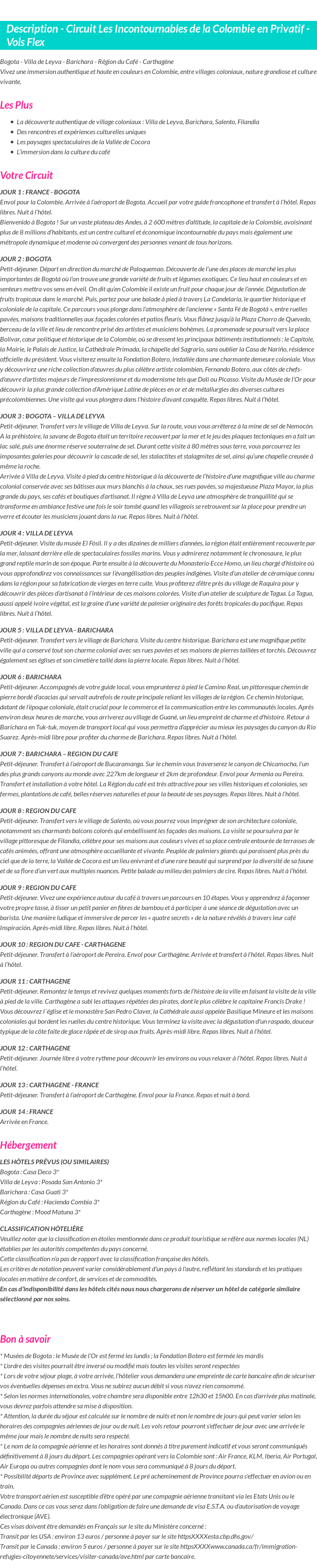 Détails du séjour