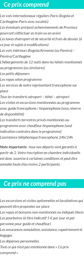 Conditions tarifaires