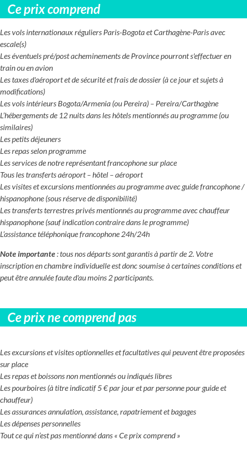 Conditions tarifaires
