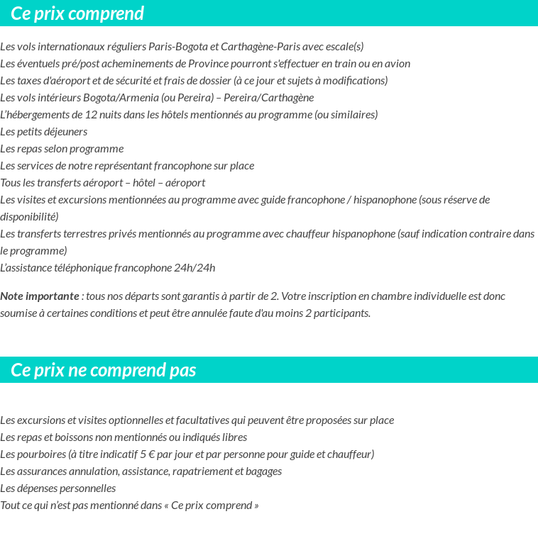 Conditions tarifaires