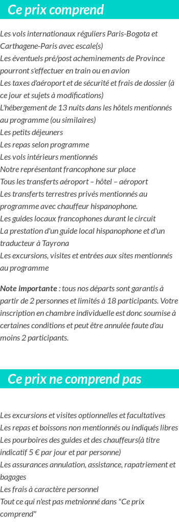 Conditions tarifaires