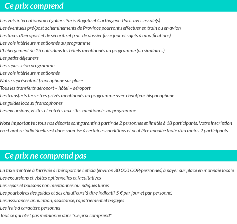 Conditions tarifaires