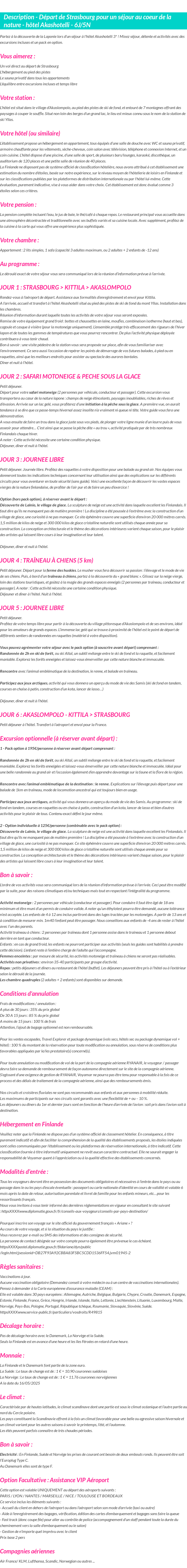 Détails du séjour