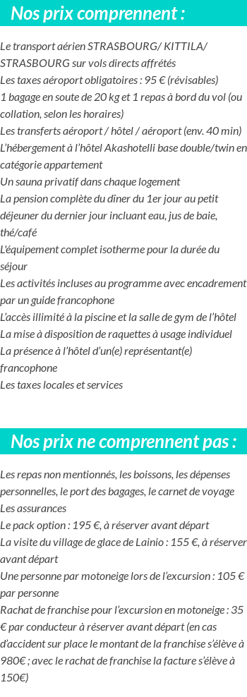 Conditions tarifaires