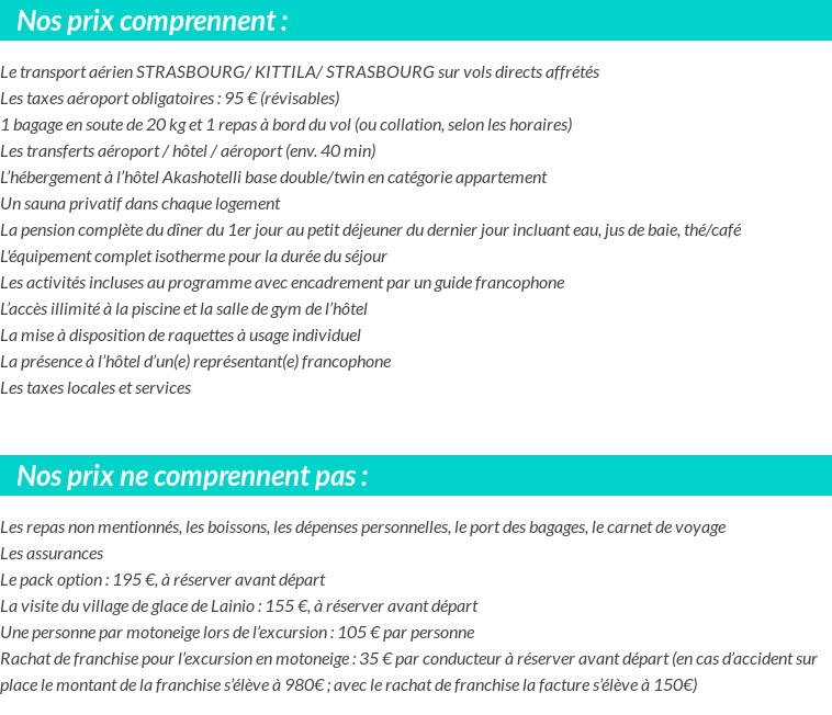 Conditions tarifaires
