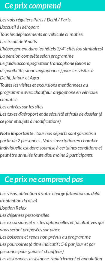 Conditions tarifaires