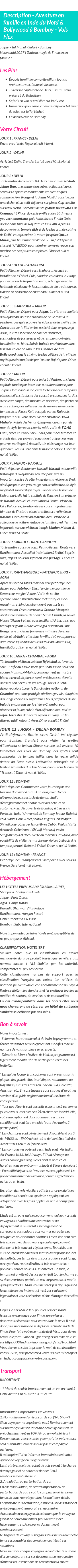 Détails du séjour