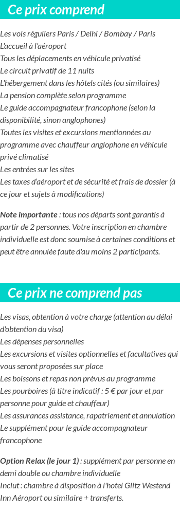 Conditions tarifaires