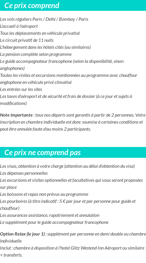 Conditions tarifaires
