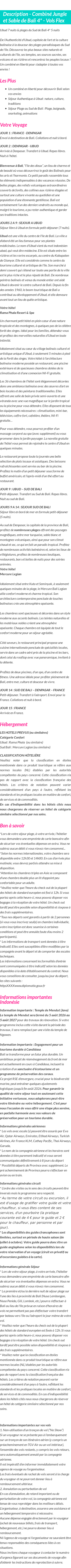 Détails du séjour