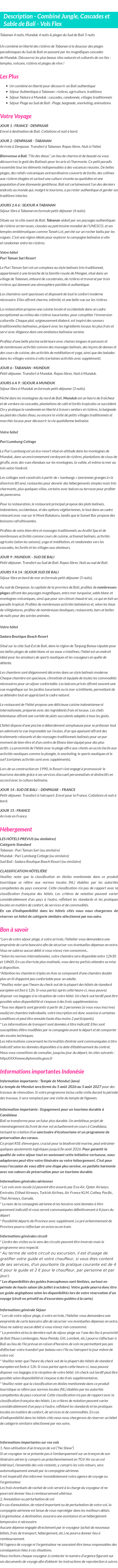 Détails du séjour