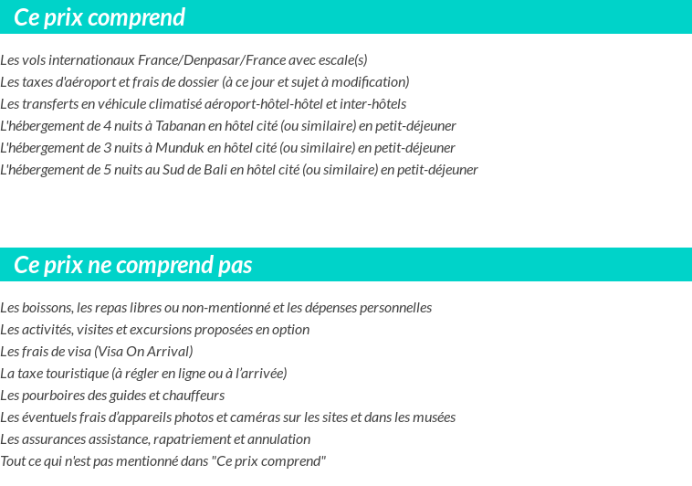 Conditions tarifaires