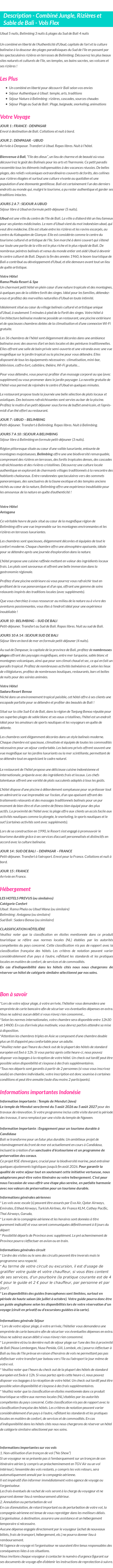 Détails du séjour
