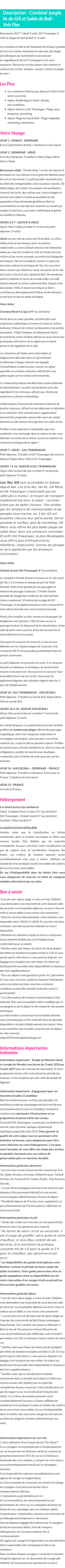 Détails du séjour