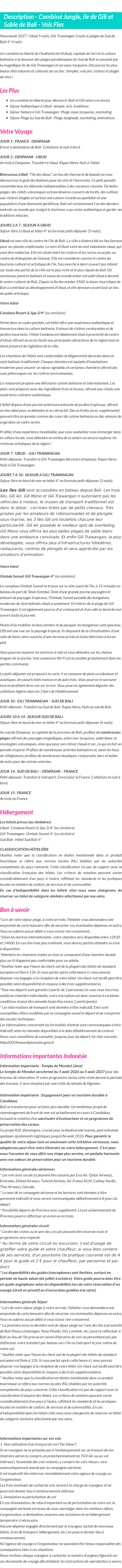 Détails du séjour