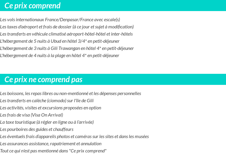 Conditions tarifaires