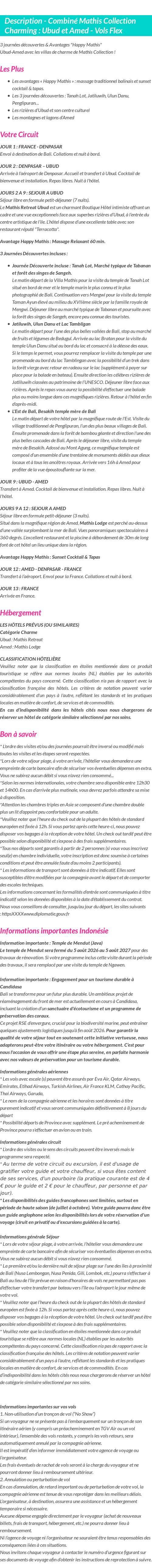 Détails du séjour